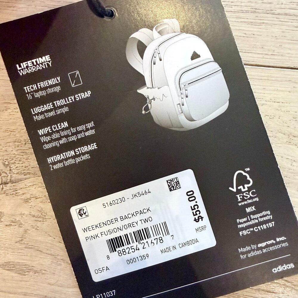 Adidas Pink Fusion Weekender Backpack - Picture 3 of 4
